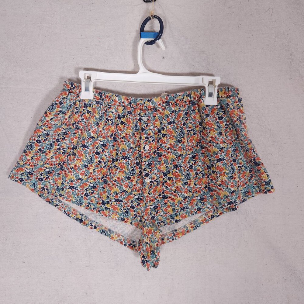 Anthropologie Womens Floral Knit Lounge Shorts L Boho Cottagecore Sleepwear